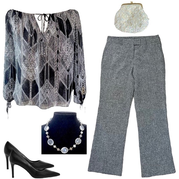 BCBGMaxazria Split Sleeve Layered Print Blouse sz S - Picture 11 of 13